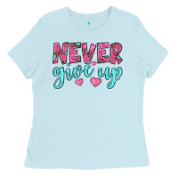 Baby Blue never give up Ladies Tee - JahusDesignShop