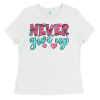 White never give up Ladies Tee - JahusDesignShop