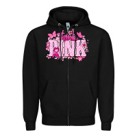 Black Think pink Zipper Hoodie - NancyCooperArtShop