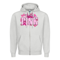 Dove Grey Think pink Zipper Hoodie - NancyCooperArtShop
