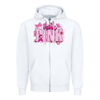 White Think pink Zipper Hoodie - NancyCooperArtShop