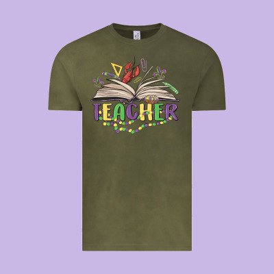 Teacher Mardi Gras Vintage Tee Designed By Maliassmallbusiness