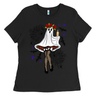 Black freak ghost halloween Ladies Tee - BundleAndBundleShop