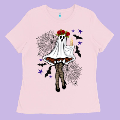 Freak Ghost Halloween Ladies Tee Designed By Bundleandbundleshop
