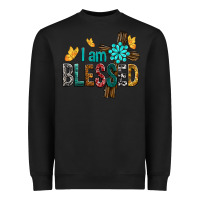 Black I Am Blessed Cross Heavyweight Sweatshirt - BundleAndBundleShop