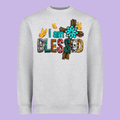 I Am Blessed Cross Heavyweight Sweatshirt Designed By Bundleandbundleshop