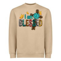 Mushroom I Am Blessed Cross Heavyweight Sweatshirt - BundleAndBundleShop