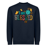 Navy I Am Blessed Cross Heavyweight Sweatshirt - BundleAndBundleShop
