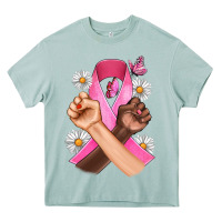 Arona Breast Cancer Fist Daisy Butterfly Heavy Core Tee - Artiststas
