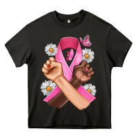 Asphalt Breast Cancer Fist Daisy Butterfly Heavy Core Tee - Artiststas