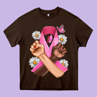 Breast Cancer Fist Daisy Butterfly Heavy Core Tee Designed By Artiststas