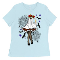 Baby Blue freak ghost halloween Ladies Tee - BundleAndBundleShop