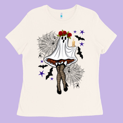 Freak Ghost Halloween Ladies Tee Designed By Bundleandbundleshop