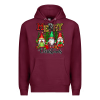 Burgundy merry christmas gnomes Premium Hoodie - CowGirlArtShop