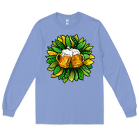 Colony Blue St. Patricks Sunflower With Beer Long Sleeve Tee - BundleAndBundleShop