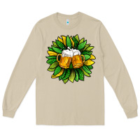 Mushroom St. Patricks Sunflower With Beer Long Sleeve Tee - BundleAndBundleShop