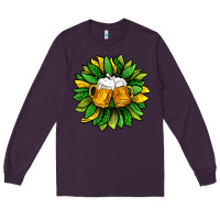 Plum St. Patricks Sunflower With Beer Long Sleeve Tee - BundleAndBundleShop