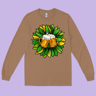 St. Patricks Sunflower With Beer Long Sleeve Tee Designed By Bundleandbundleshop