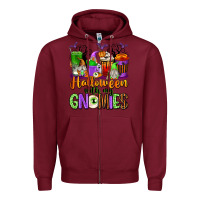 Burgundy Halloween with My Gnomies Coffee Cups Zipper Hoodie - texasbilliewilder
