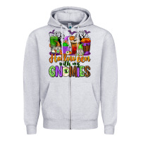 Heather Grey Halloween with My Gnomies Coffee Cups Zipper Hoodie - texasbilliewilder