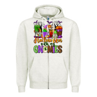 Oatmeal Heather Halloween with My Gnomies Coffee Cups Zipper Hoodie - texasbilliewilder