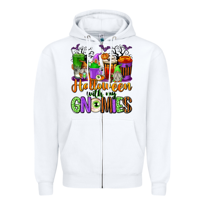 Halloween With My Gnomies Coffee Cups Zipper Hoodie by texasbilliewilder | Teevron