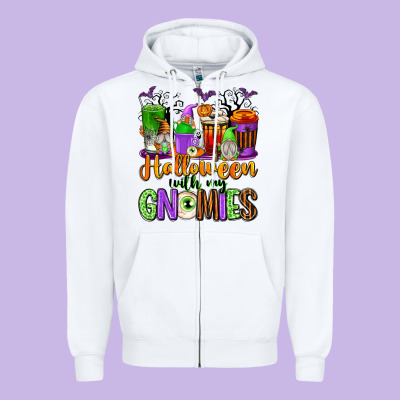 Halloween With My Gnomies Coffee Cups Zipper Hoodie Designed By Texasbilliewilder