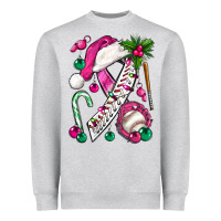 Heather Grey Pink Christmas Breast Cancer Ribbon Baseball Heavyweight Sweatshirt - BundleAndBundleShop