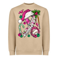 Mushroom Pink Christmas Breast Cancer Ribbon Baseball Heavyweight Sweatshirt - BundleAndBundleShop