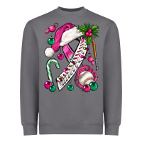 Storm Pink Christmas Breast Cancer Ribbon Baseball Heavyweight Sweatshirt - BundleAndBundleShop