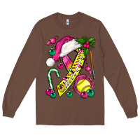 Chestnut Pink Christmas Breast Cancer Ribbon Softball Long Sleeve Tee - BundleAndBundleShop