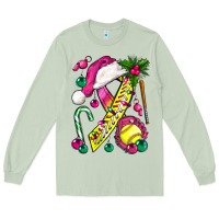 Matcha Pink Christmas Breast Cancer Ribbon Softball Long Sleeve Tee - BundleAndBundleShop