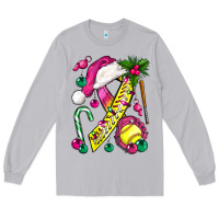 Moon Dust Pink Christmas Breast Cancer Ribbon Softball Long Sleeve Tee - BundleAndBundleShop
