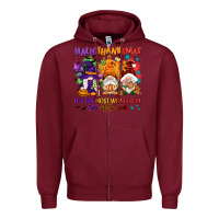 Burgundy Hallothanksmas it's the most wonderful time of the Zipper Hoodie - NancyCooperArtShop