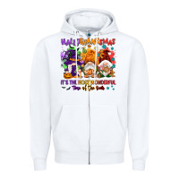 White Hallothanksmas it's the most wonderful time of the Zipper Hoodie - NancyCooperArtShop