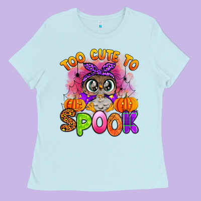Too Cute To Spook With Owl Ladies Tee Designed By Artiststas