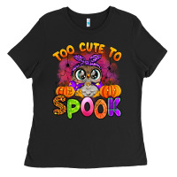Black too cute to spook with owl Ladies Tee - Artiststas