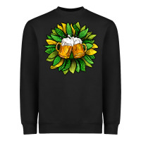 Black St. Patricks Sunflower With Beer Heavyweight Sweatshirt - BundleAndBundleShop