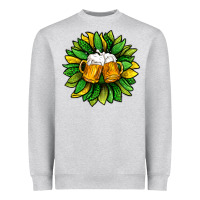 Heather Grey St. Patricks Sunflower With Beer Heavyweight Sweatshirt - BundleAndBundleShop