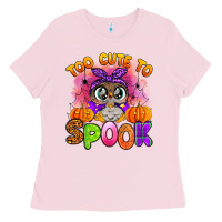 Bubblegum Pink too cute to spook with owl Ladies Tee - Artiststas