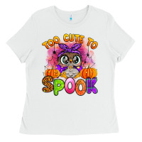 White too cute to spook with owl Ladies Tee - Artiststas