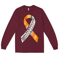 Burgundy Kidney Cancer Ribbon Baseball Long Sleeve Tee - BundleAndBundleShop