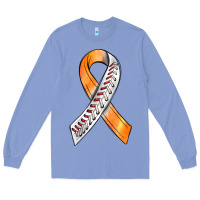 Colony Blue Kidney Cancer Ribbon Baseball Long Sleeve Tee - BundleAndBundleShop