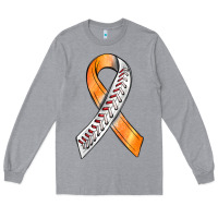 Heather Grey Kidney Cancer Ribbon Baseball Long Sleeve Tee - BundleAndBundleShop