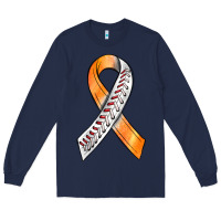 Navy Kidney Cancer Ribbon Baseball Long Sleeve Tee - BundleAndBundleShop