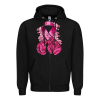 Black breast cancer with boxing gloves Zipper Hoodie - NancyCooperArtShop