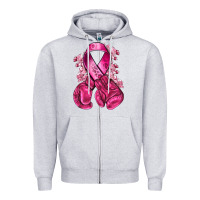 Heather Grey breast cancer with boxing gloves Zipper Hoodie - NancyCooperArtShop