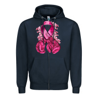 Navy breast cancer with boxing gloves Zipper Hoodie - NancyCooperArtShop