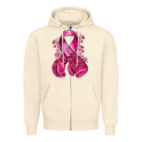 Sandshell breast cancer with boxing gloves Zipper Hoodie - NancyCooperArtShop