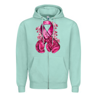 Seafoam breast cancer with boxing gloves Zipper Hoodie - NancyCooperArtShop